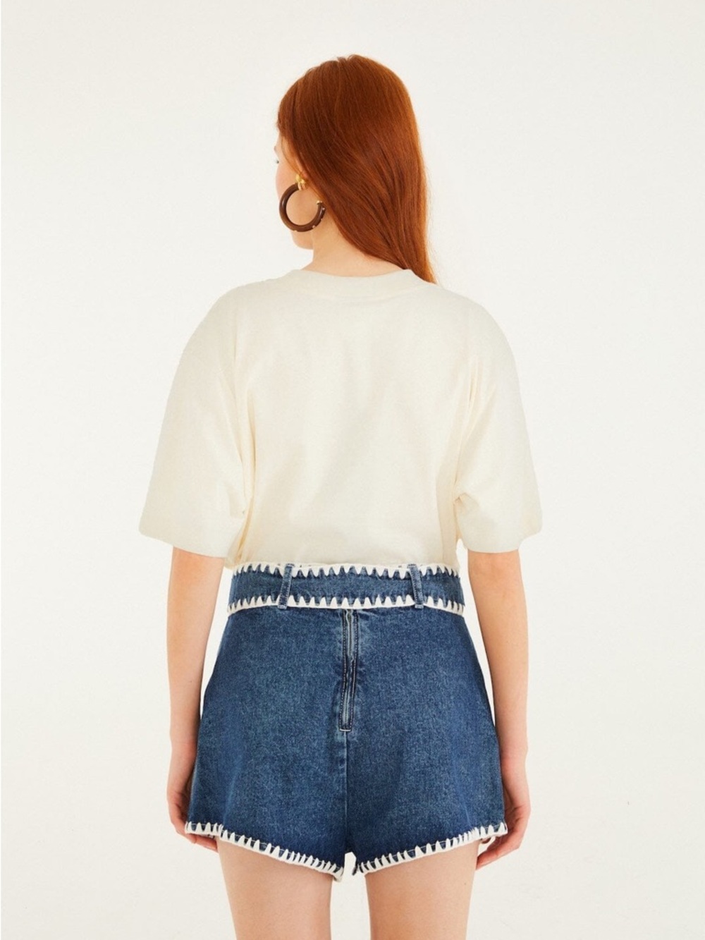 FARM RIO Denim Crochet Embroidery Belted Shorts - Picture 3 of 3